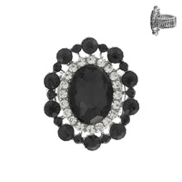 OVAL CRYSTAL SUNBURST DOUBLE HALO STRETCH RING